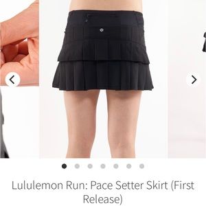Lululemon Run Pace Setter Skirt Solid Black Pleated Sporty Skirt Size 6